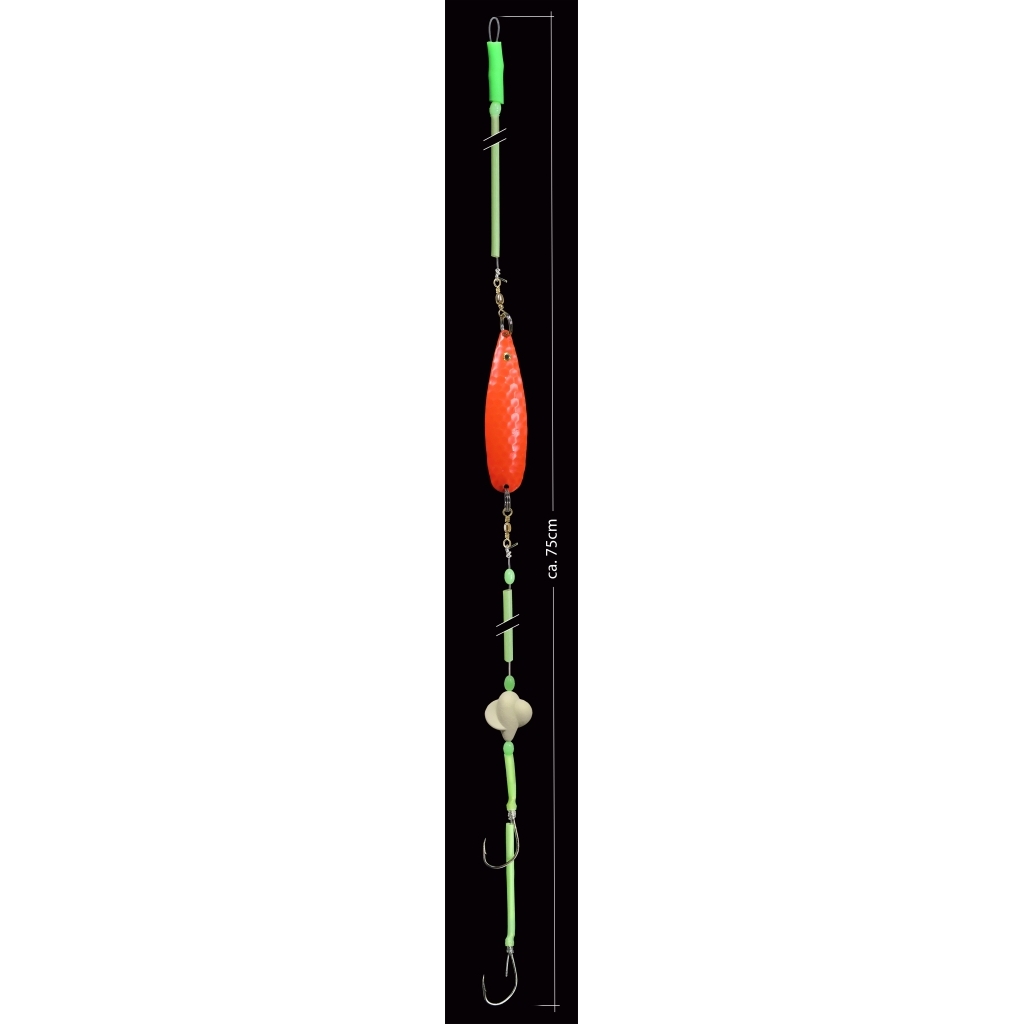 Nachläufer-/Seitenarm-Systemmit Metallblinker orange
