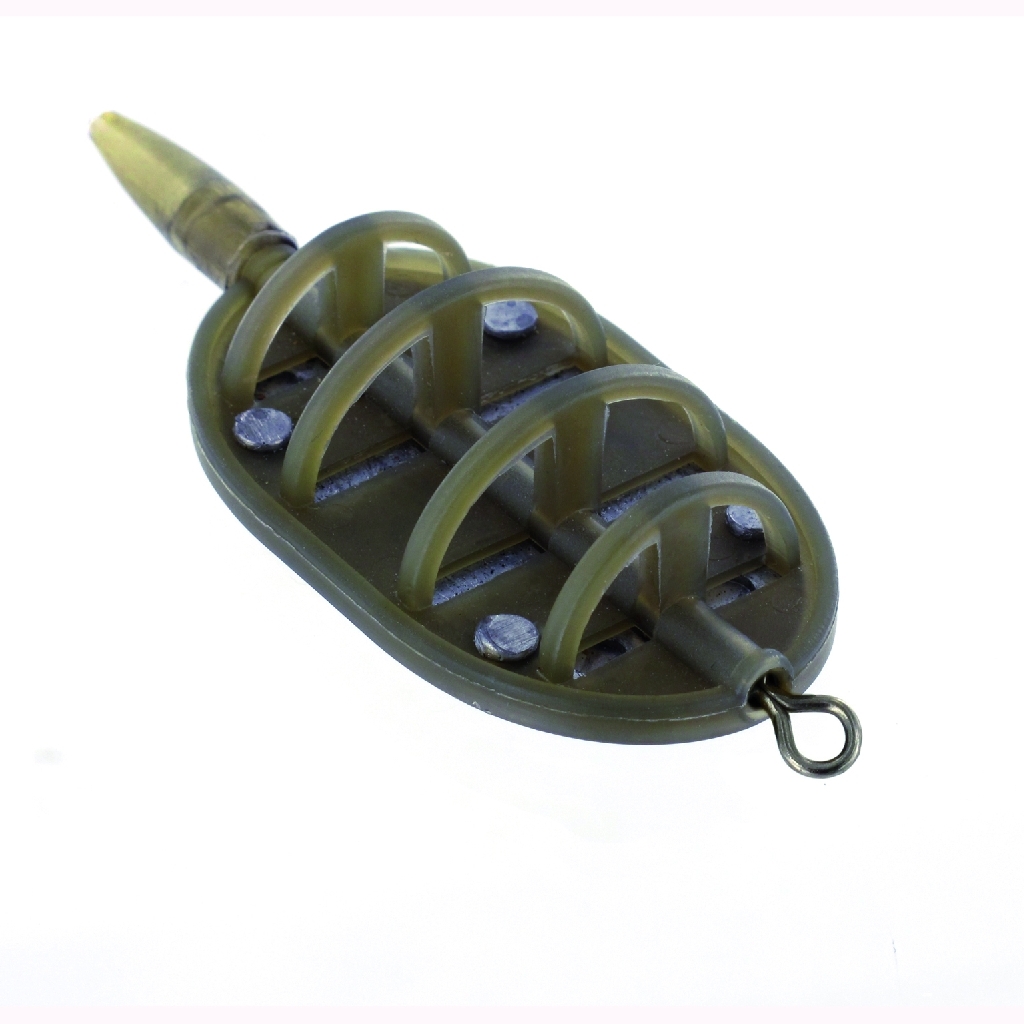 Method-Feeder, Flat-Feeder, grün. Beschwerung auf der Rückseite, Größe 20